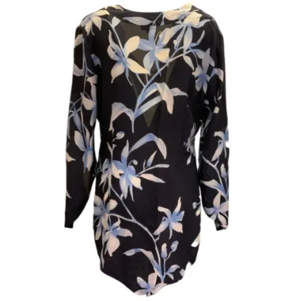 Escada 100% silk v-neck tie front floral tunic EU 42 - Picture 2 of 10